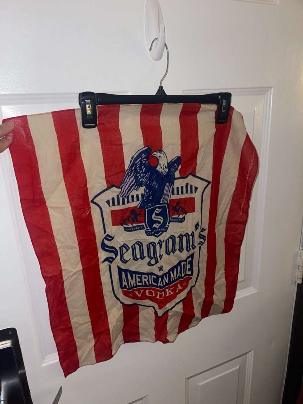 Seagram's American Made Vodka Red & Cream Striped Bandana 21”x21.5”
